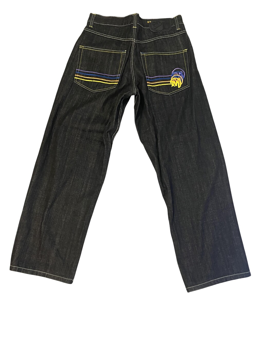 Mecca USA Jeans Mens 32x32 Blue Dark Wash Relaxed Wide Leg Denim Embroidered